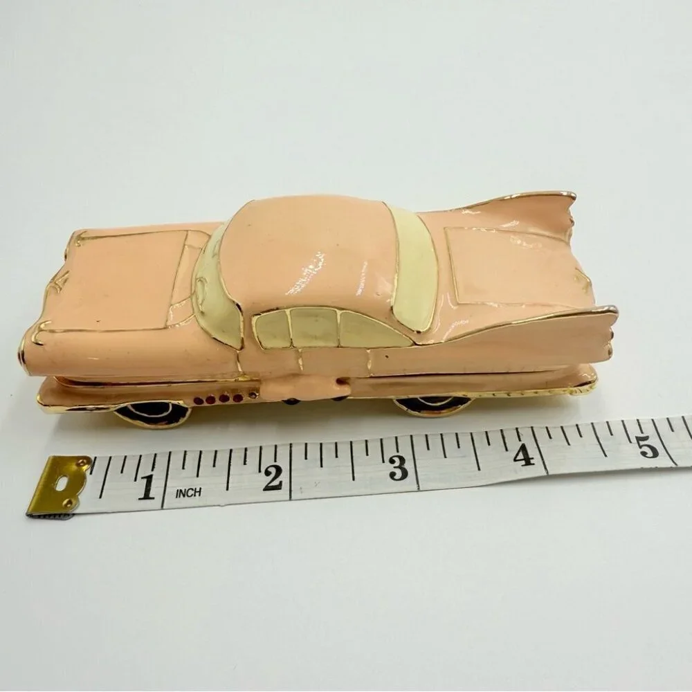 Vintage Limoges Style Trinket Box Car Pink Eldorado
